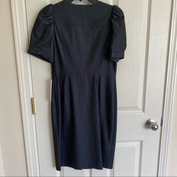 Calvin Klein Denim Puff-Sleeve Sheath Dress in Blue Size 6P - Picture 8 of 13